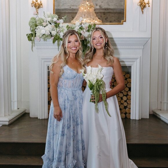 V. Chapman Carmen Corset Front-Slit Ruffled Gown - Picture 3 of 5